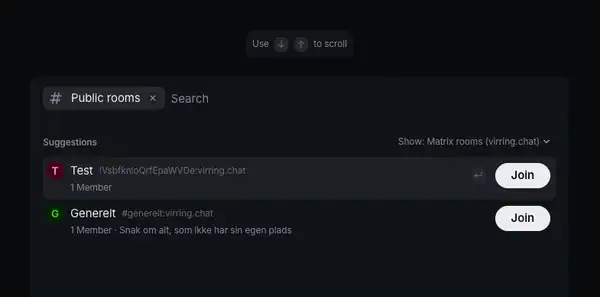 Liste over offentlige chat grupper