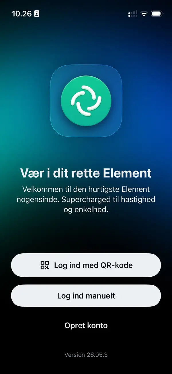 Element X login skærm